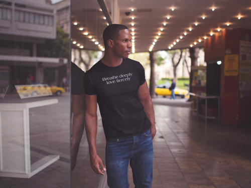 Inspirational Crew Tee — "Breath Deeply, Love Fiercely"